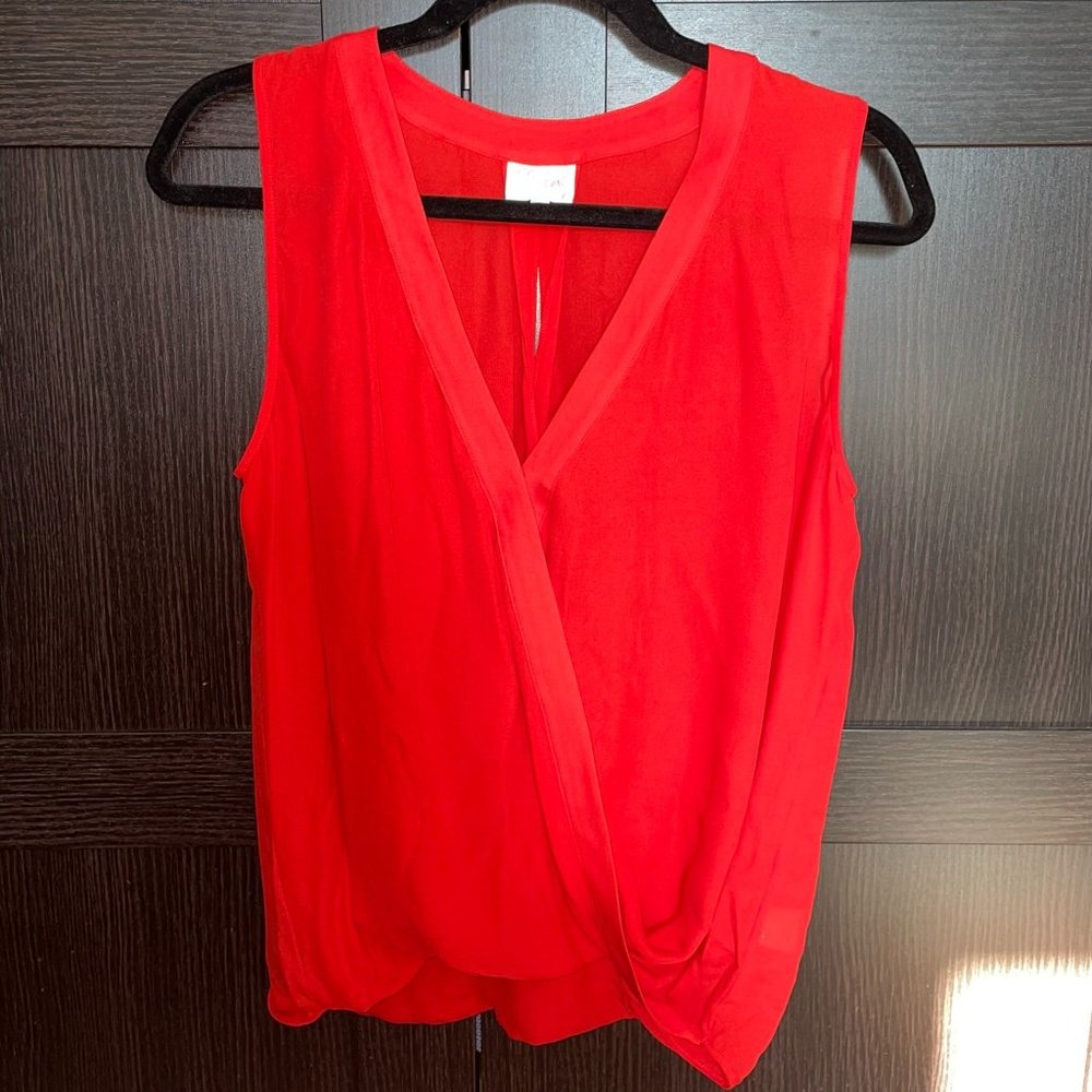 Small, Red Crossfront, Sleveless Blouse